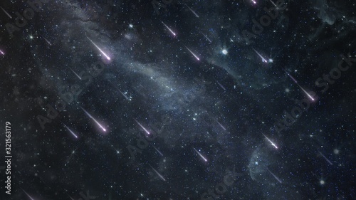 Shooting Star Comets Rain Down from Outer Space Night Sky Heavens - Abstract Background Texture