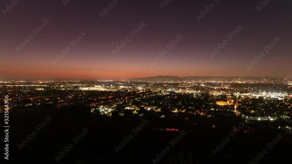 Los Angeles And Santa Monica Sunset to Night Time Lapse SKyline Holygrail Pan Right Los Angeles And Santa Monica Sunset to Night Time Lapse SKyline Holygrail Pan Right