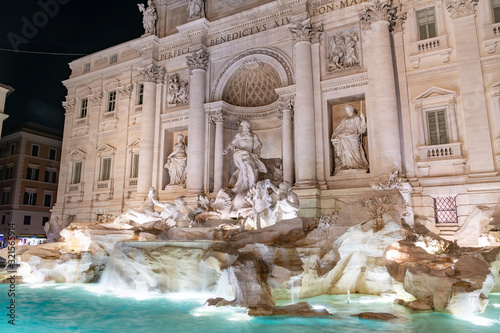 Fountain di Trevi by night - most famous Rome's fountains in the world
