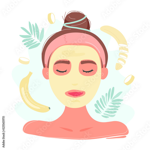 Woman with closed eyes in banana facial mask