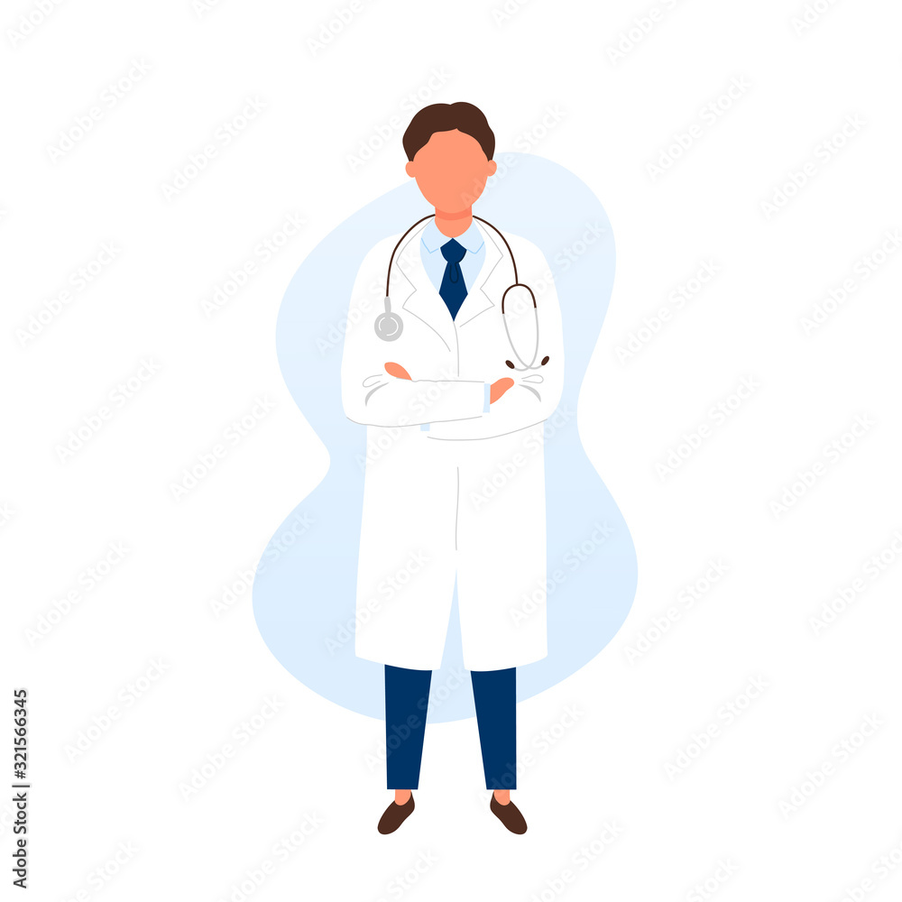 Doctor with stethoscope standing arms across Doctor with stethoscope standing arms across