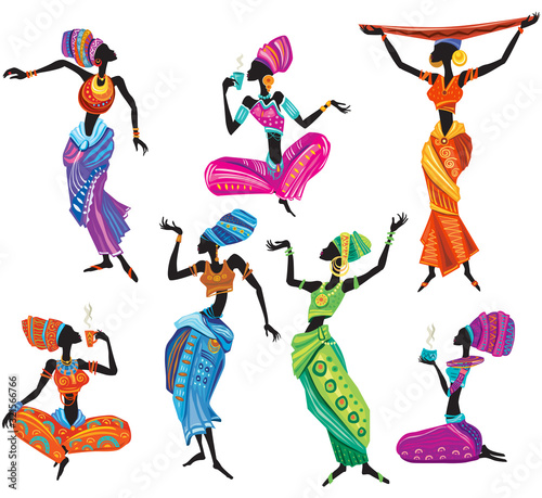 Set of African women in ethnic dress