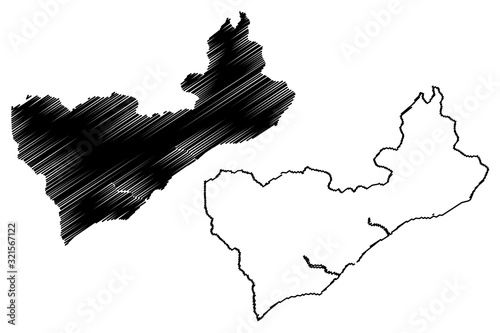 Cova Lima Municipality (Municipalities of East Timor, Democratic Republic of Timor-Leste, island) map vector illustration, scribble sketch Covalima map
