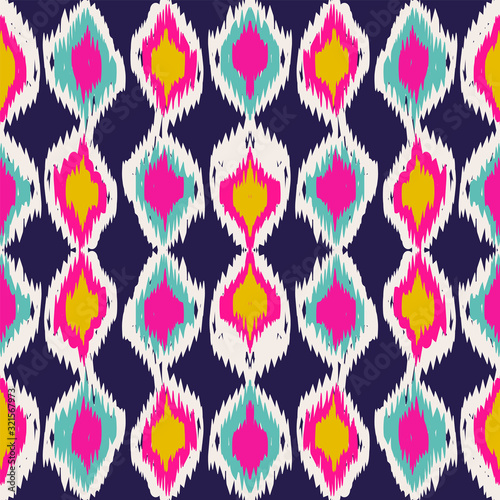 Indigo Geometric Batik Vector Seamless Pattern.