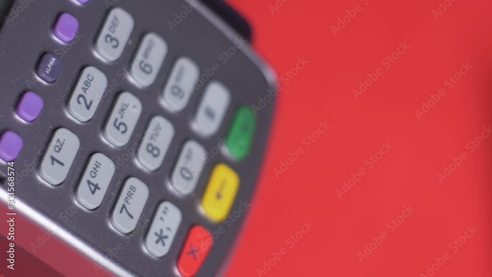 gray terminal in the store girl pays by credit card gray terminal in the store girl pays by credit card