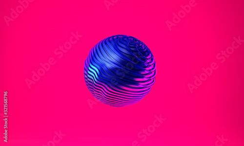 Abstract 3d graphic object on bright magenta background 