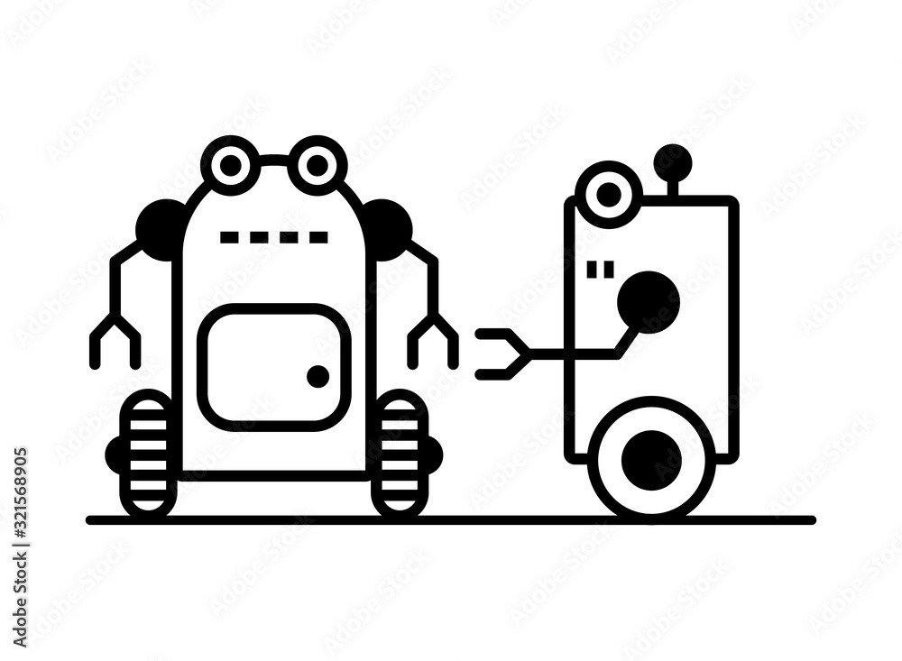 Naklejka premium couple of robots technology icons