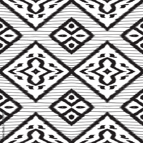 Black Rustic Tribal Vector Seamless Pattern. 