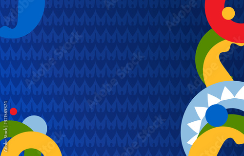 2024 Copa America Brazilian Summer game soccer competition Argentina Colombia Conmeball background World of Brazil flag abstract blue pattern ethnic traditional elements. Camp, Sports, Championship