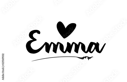Emma name text word with love heart hand written for logo typography design template