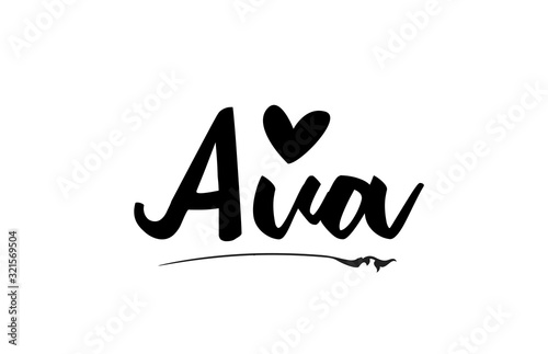 Ava name text word with love heart hand written for logo typography design template photo