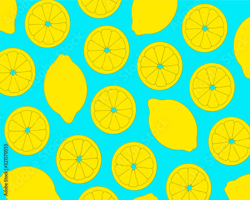 Seamless lemons pattern. Background with fruit.