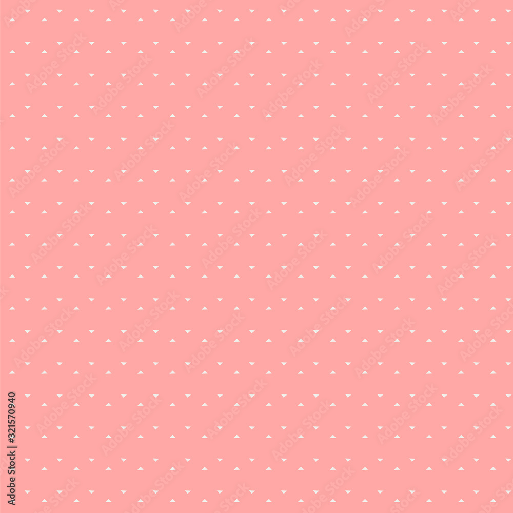 Seamless pattern of small triangles floating on a pink background