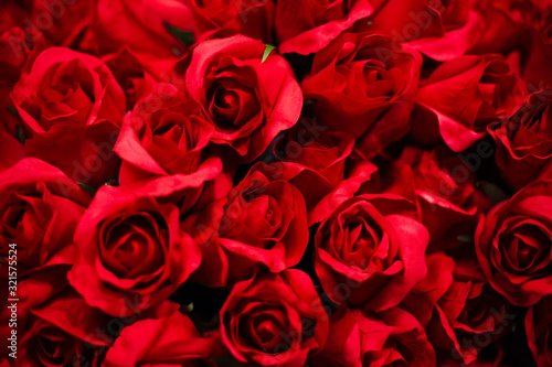 Bouquet of artificial red roses