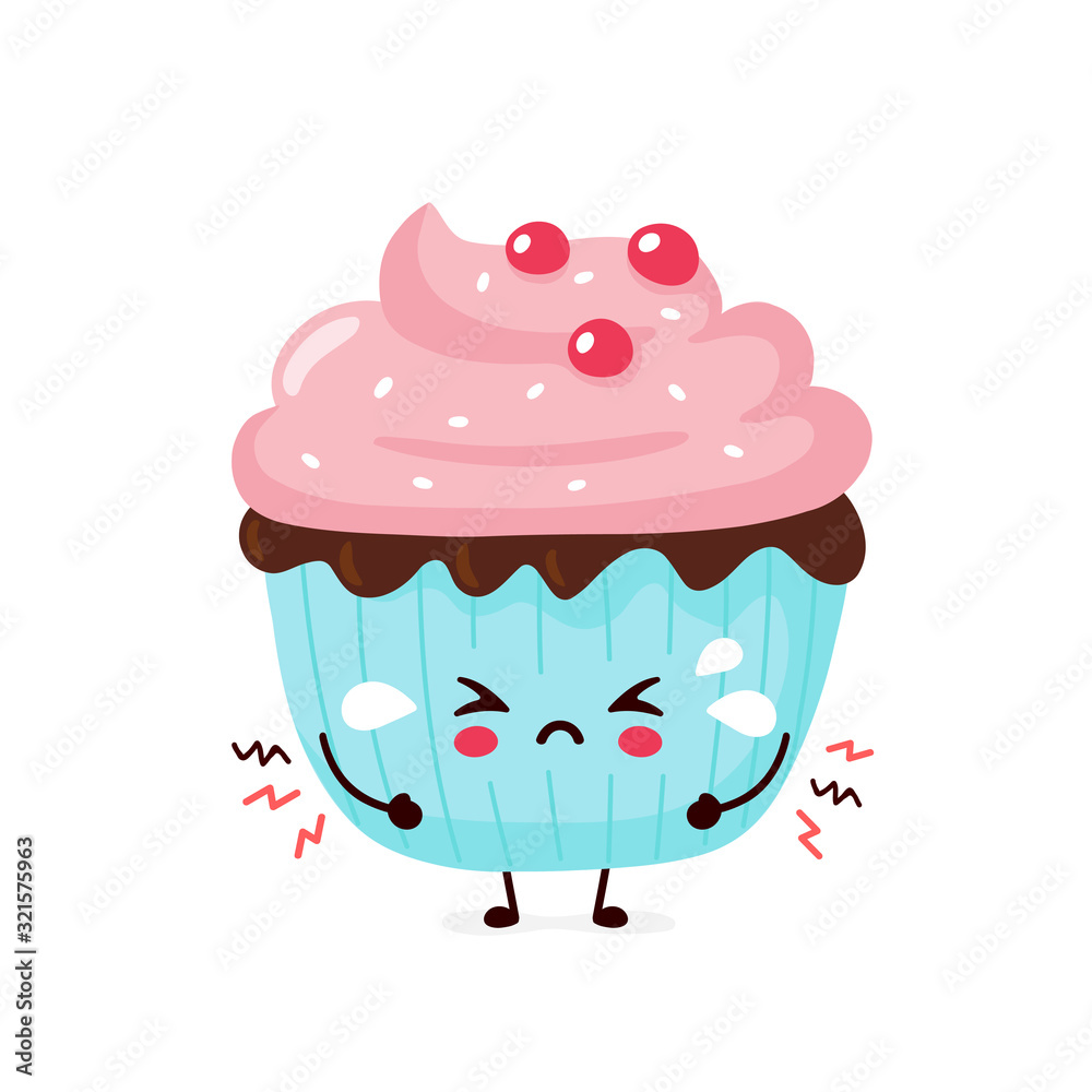 Cute happy smiling cupcake. Vector Cute happy smiling cupcake. Vector