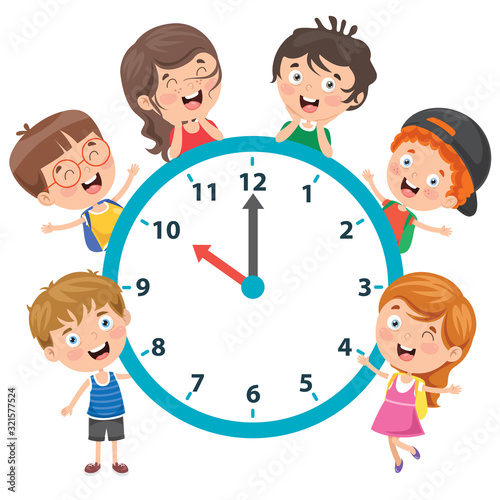 Little Children Holding A Clock