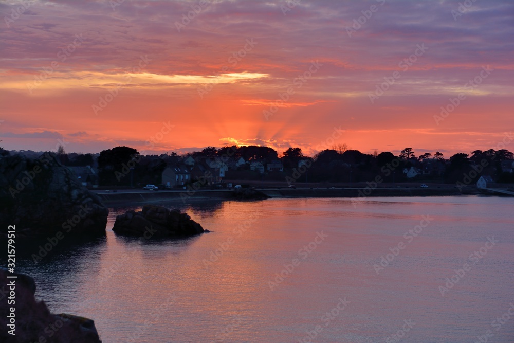 Sunset at seaside in Brittany France Sunset at seaside in Brittany France