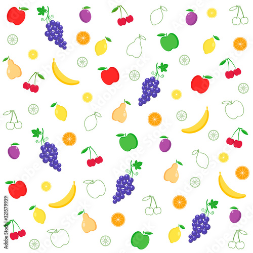 Assorted background of various fruits.