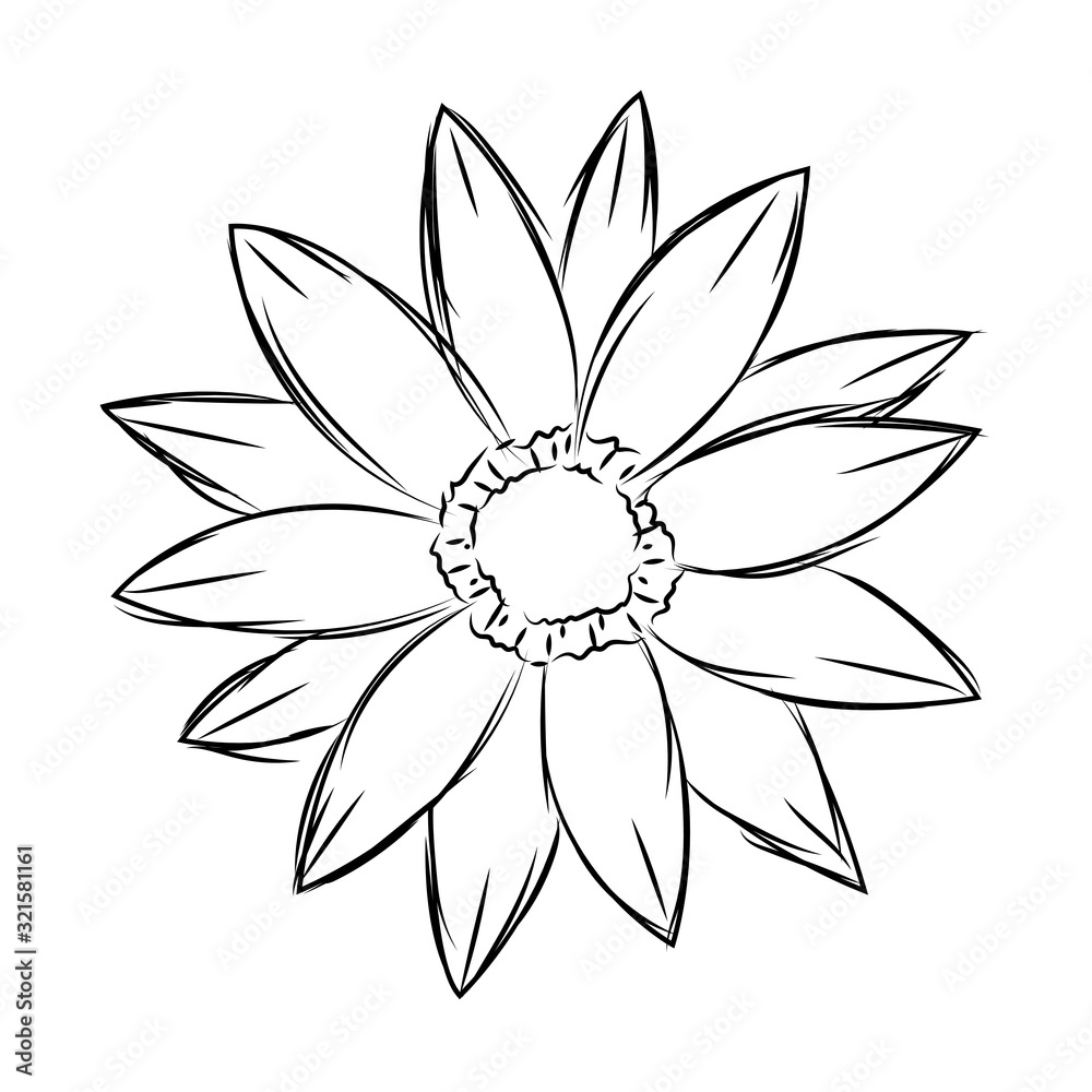 Isolated sketch of a flower Isolated sketch of a flower