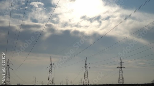 electricity pylon and blue sky