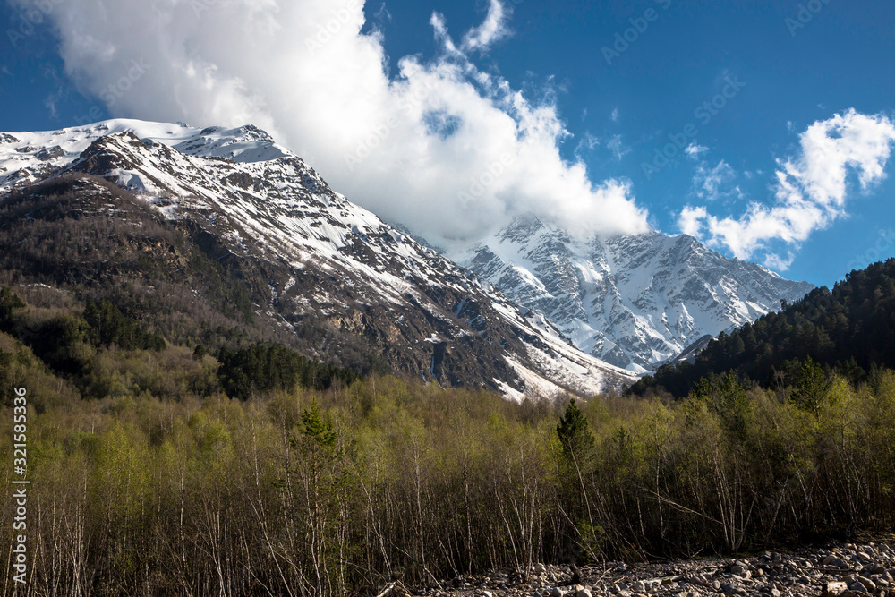 Mountain landscape. A beautiful panorama on high mountains. Nature of the North Caucasus Mountain landscape. A beautiful panorama on high mountains. Nature of the North Caucasus