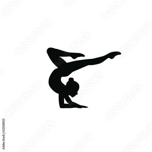 Gymnast girl silhouette isolated on white background