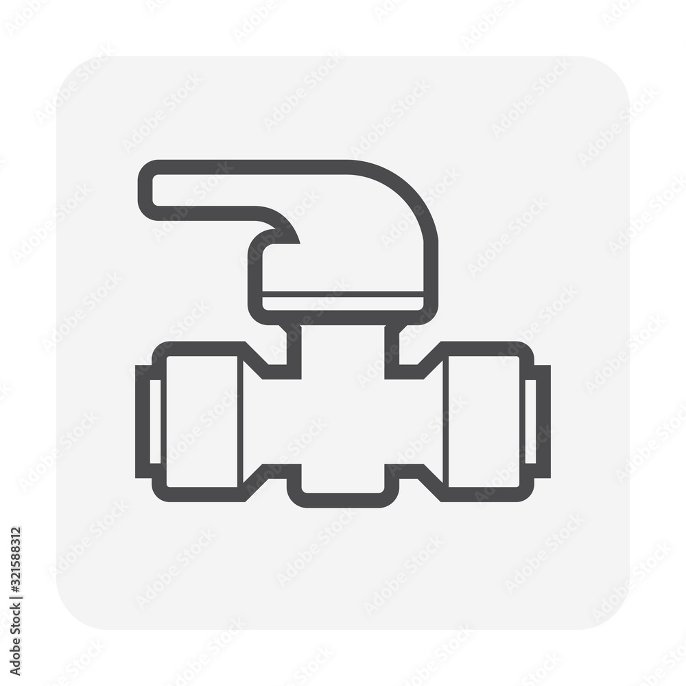 PE pipe connector and valve vector icon design for piping work graphic design element. PE pipe connector and valve vector icon design for piping work graphic design element.