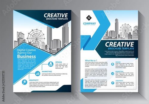 Business abstract vector template. Brochure design, cover modern layout, annual report, poster, flyer in A4 with colorful triangles, geometric shapes for tech, science, market with light background