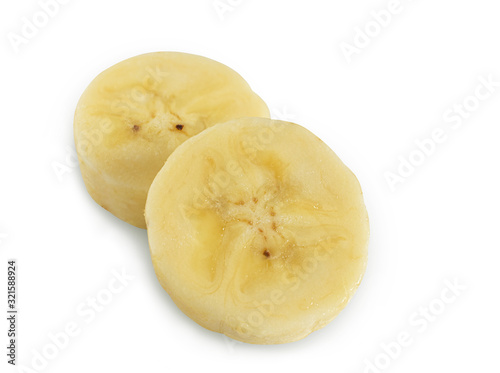 Banana slices isolated on a white background.