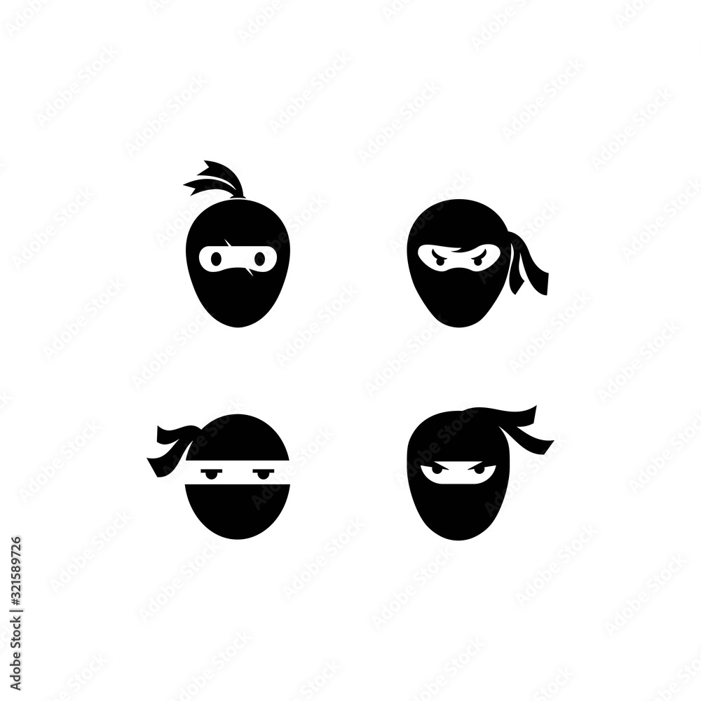 Ninja warrior icon. Simple black ninja head logo illustration Ninja warrior icon. Simple black ninja head logo illustration