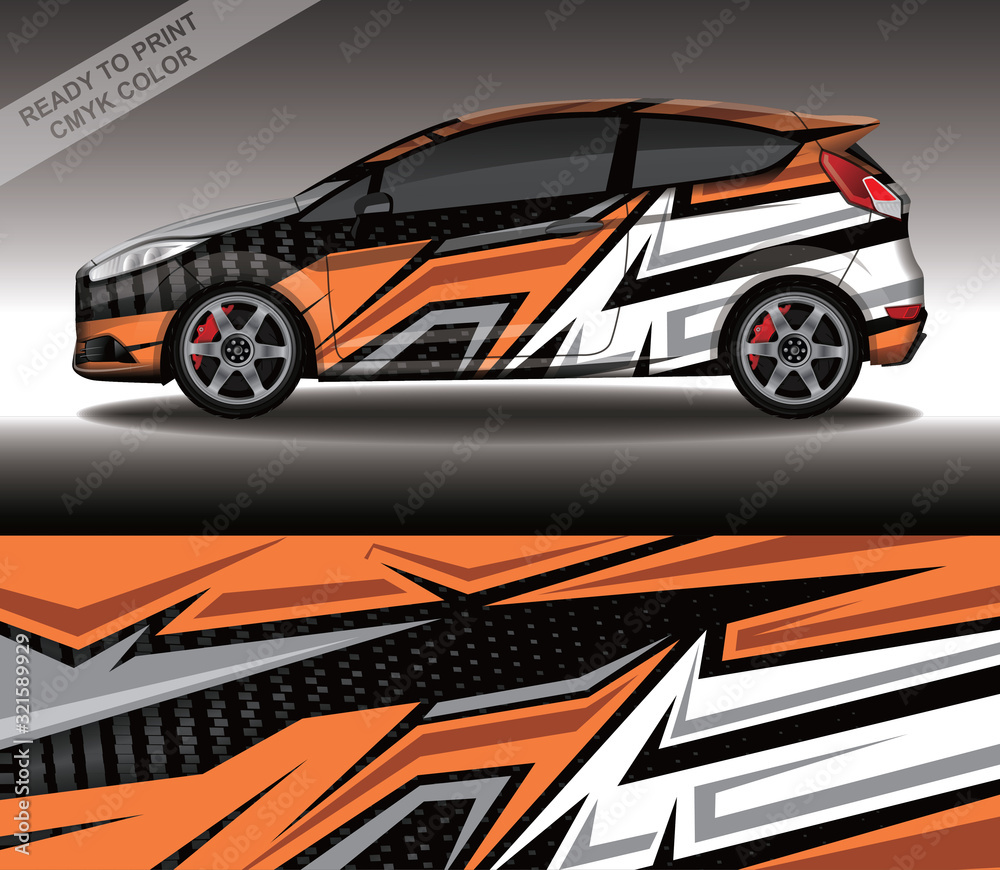 Car wrap decal design vector, custom livery race rally car vehicle sticker and tinting.