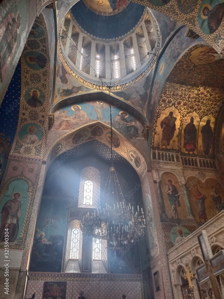 Beautiful interior of an Orthodox church in Tbilisi, Georgia.
