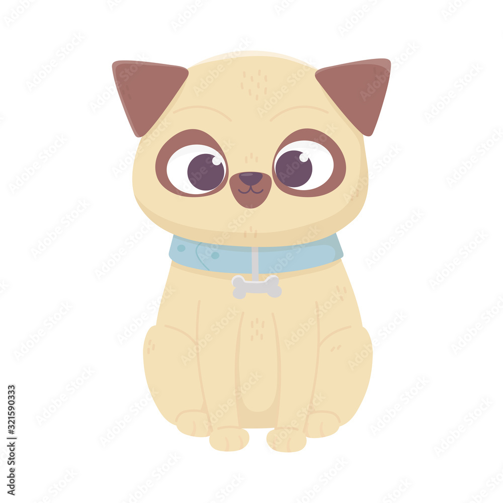 Naklejka premium cute dog sitting domestic cartoon animal, pets