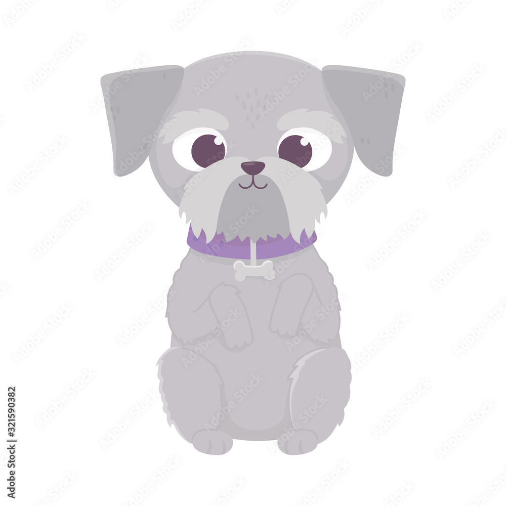 Fototapeta premium cute dog sitting domestic cartoon animal, pets