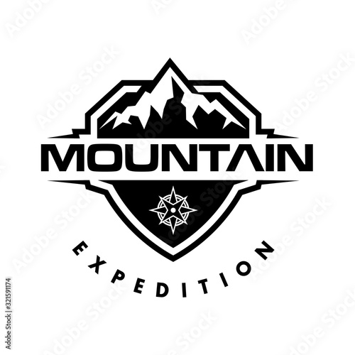 Mountain Logo, Peak, Mountain Expedition, Outdoor and Adventure Logo Vector
