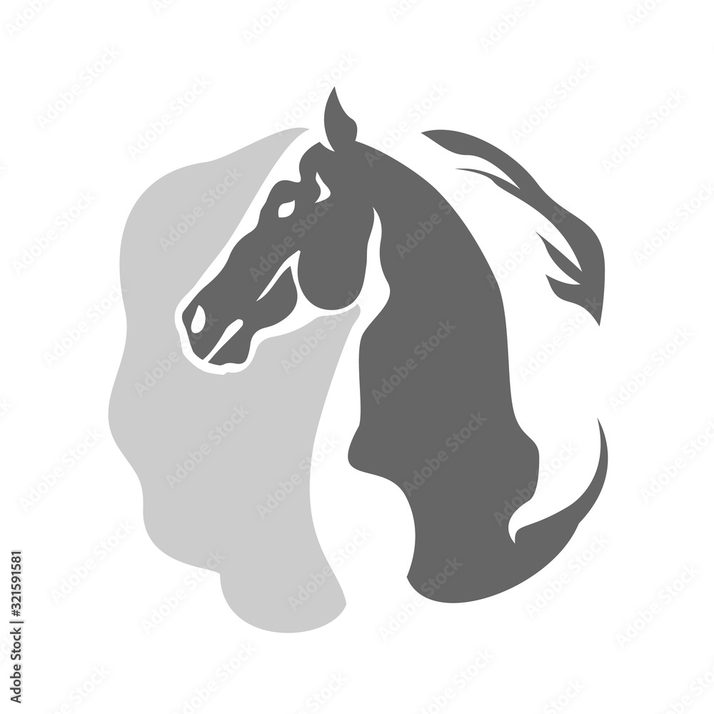 Fototapeta premium abstract horse head logo vector on negative space style logotype