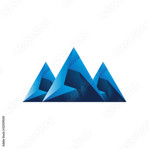 silhouette of ice Mountain iceberg logo with 3D textured vector illustrations