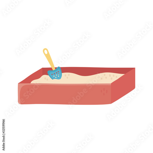 sandbox cat with shovel , pets