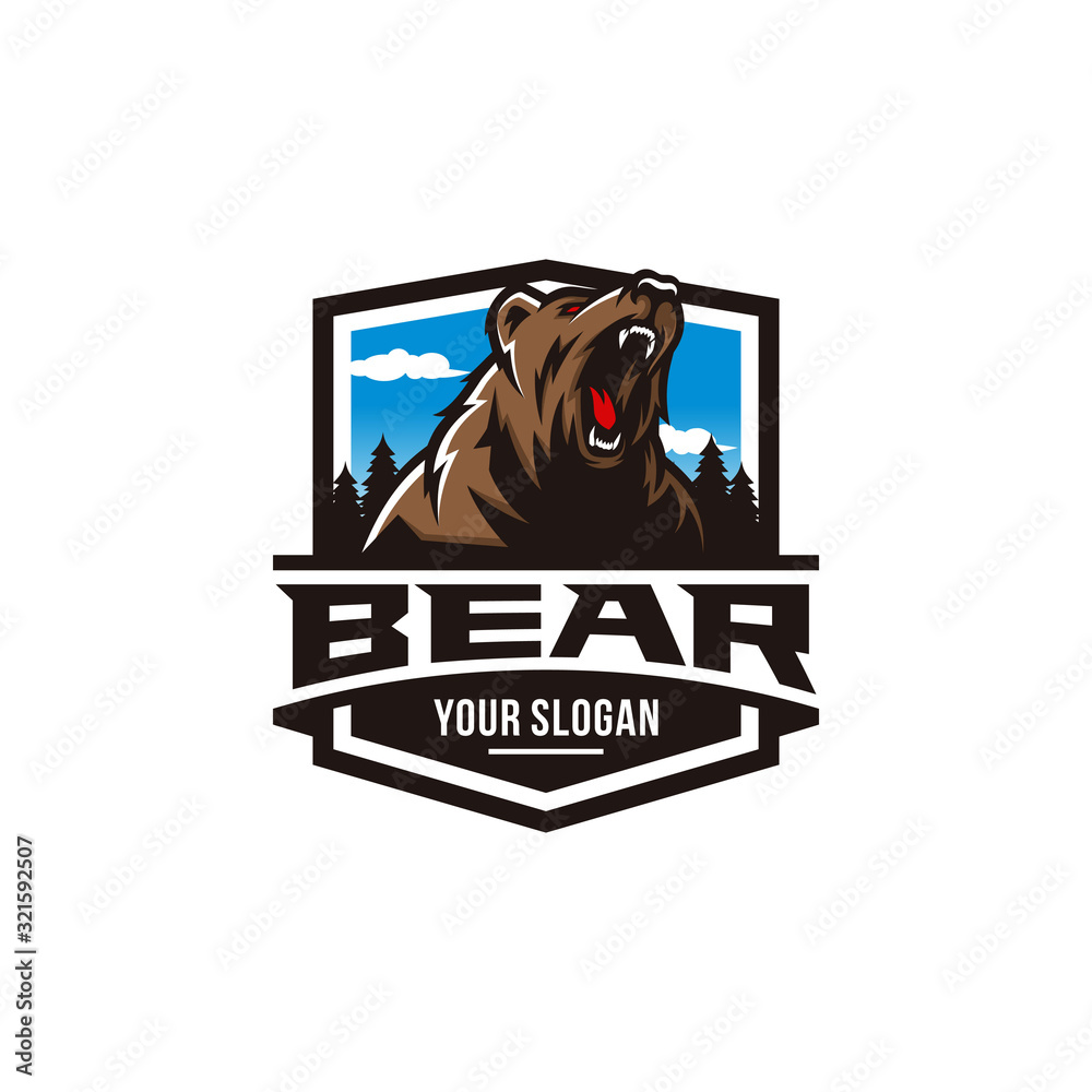 Modern professional grizzly bear logo for a sport team - obrazy, fototapety, plakaty 