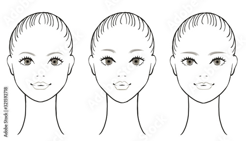 女性の顔の線画