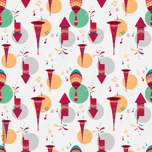 Carnival Element Seamless pattern background. Concept for holiday banner template, postcard, flyer template, decor element, wallpaper, Background- Vector illustration.
