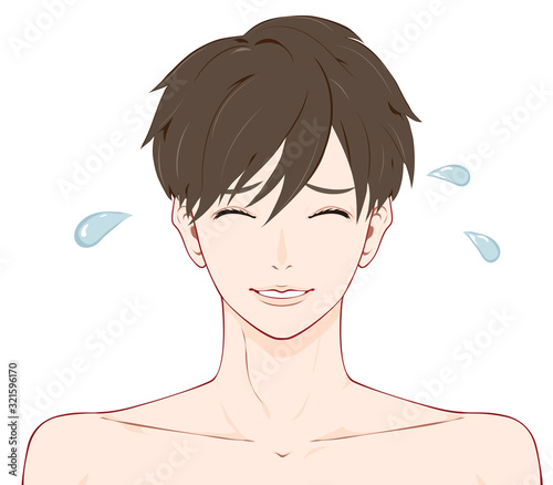 苦笑いする素肌の男性 Stock イラスト Adobe Stock
