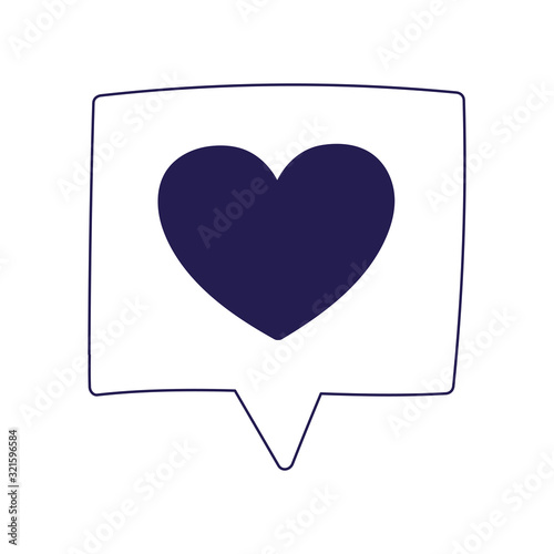 romantic speech bubble love heart feeling message