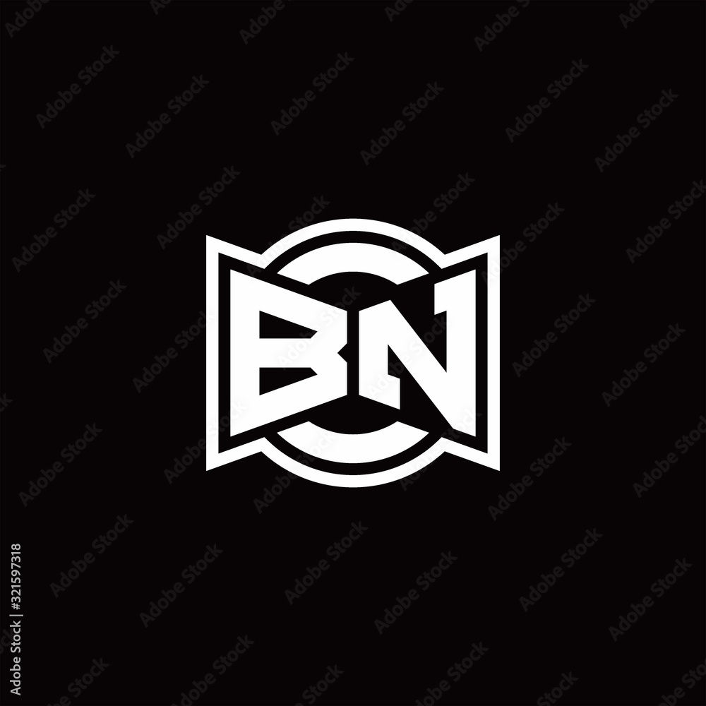 BN logo monogram with ribbon style circle rounded design template BN logo monogram with ribbon style circle rounded design template