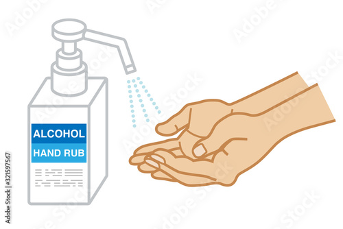 Disinfect hands by Alcohol gel photo
