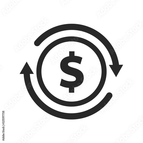Dollar exchange rate, current currency fluctuations,Vector dollar bank note and coin, icon illustrations and vector