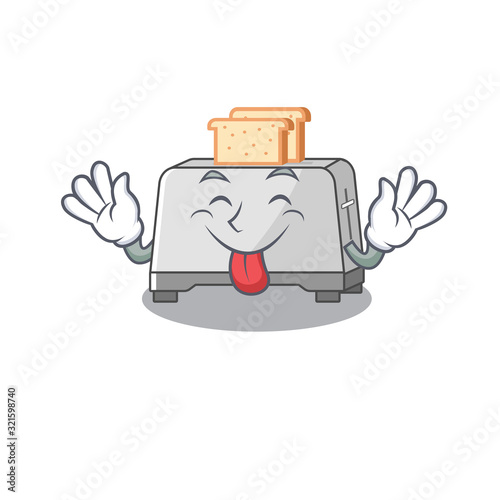 Funny bread toaster mascot design with Tongue out