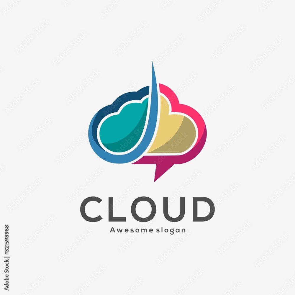 Vector Logo Illustration Cloud Colorful Style