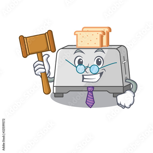 Smart Judge bread toaster in mascot cartoon character style