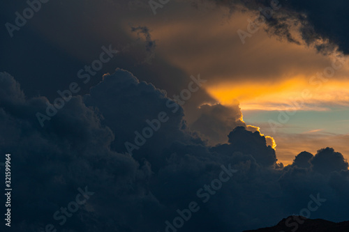 Dramatic colorful clouds during sunset